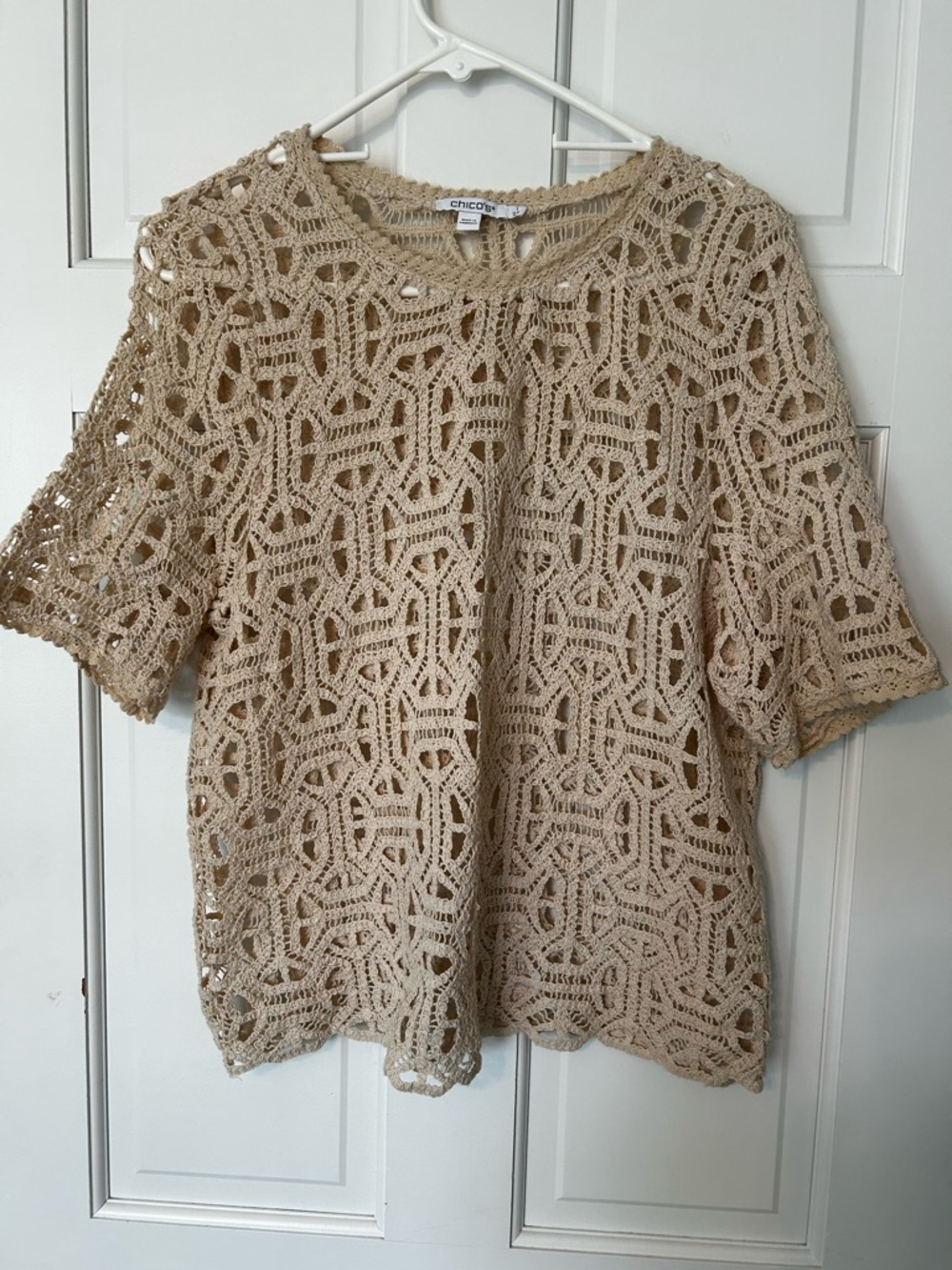 Chico's Crochet Lace Short-Sleeve Top